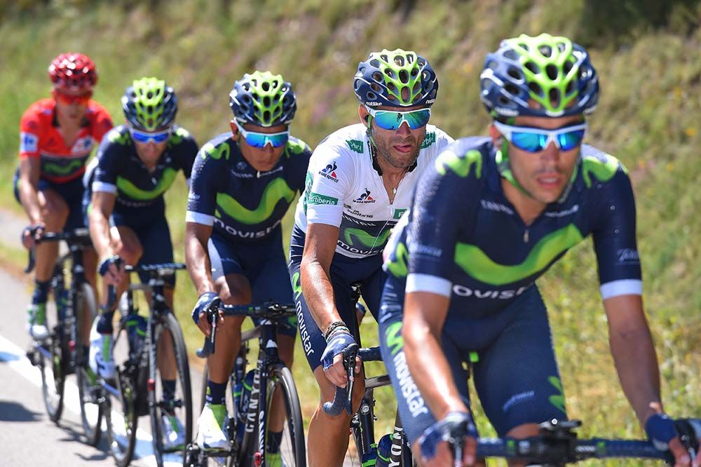Movistar rode in formation to protect Quintana and Valverde