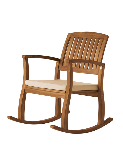 Outdoor Acacia Rocking Chair With Cushion, Set of 2