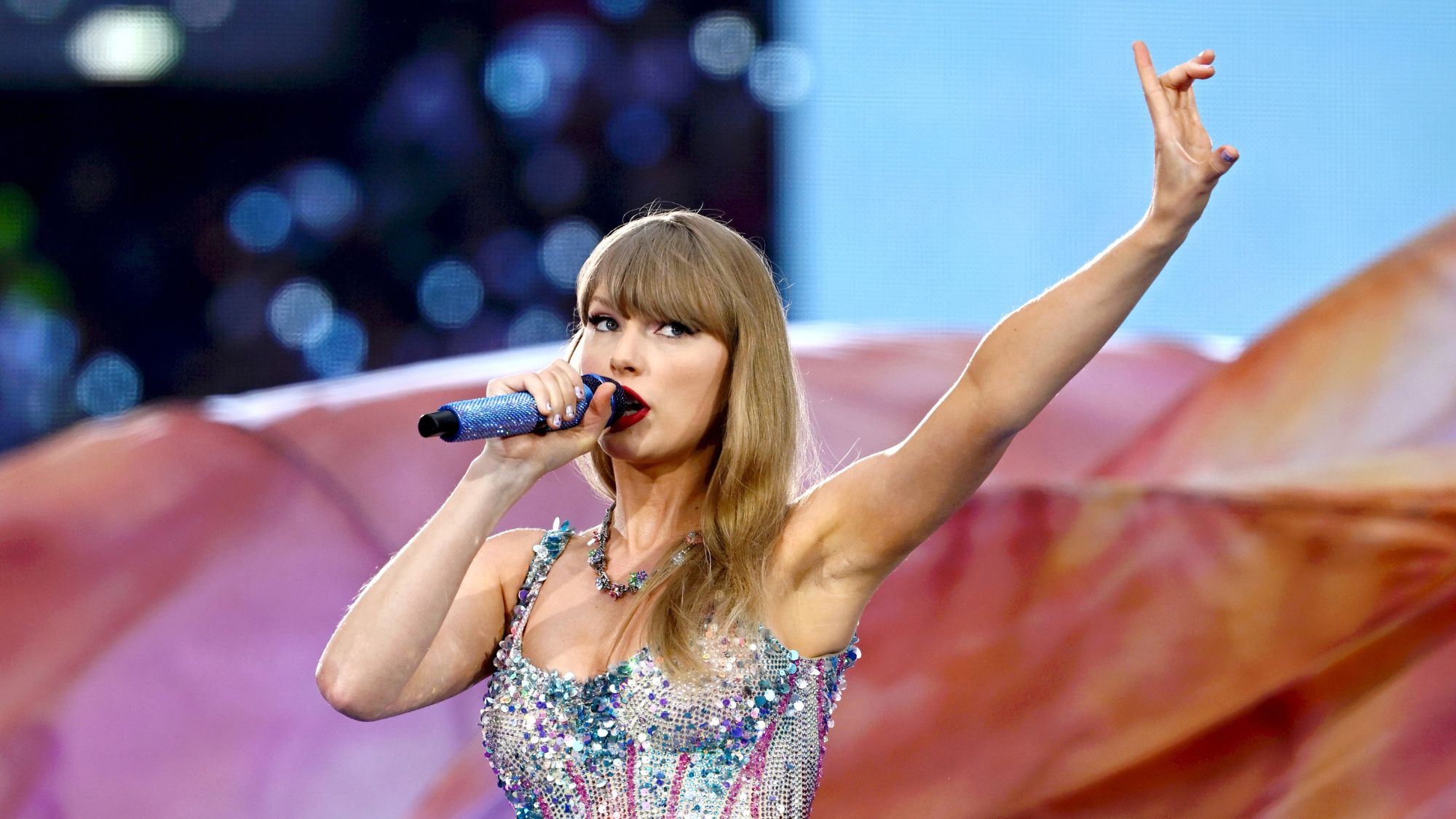 Taylor Swift performs on stage during her Eras tour