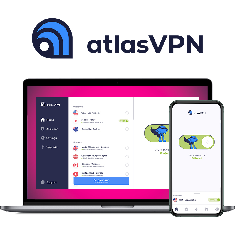 Atlas VPN app running on a laptop