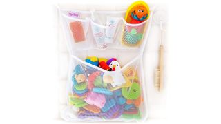 Mesh multi-pocket bath toy organizer