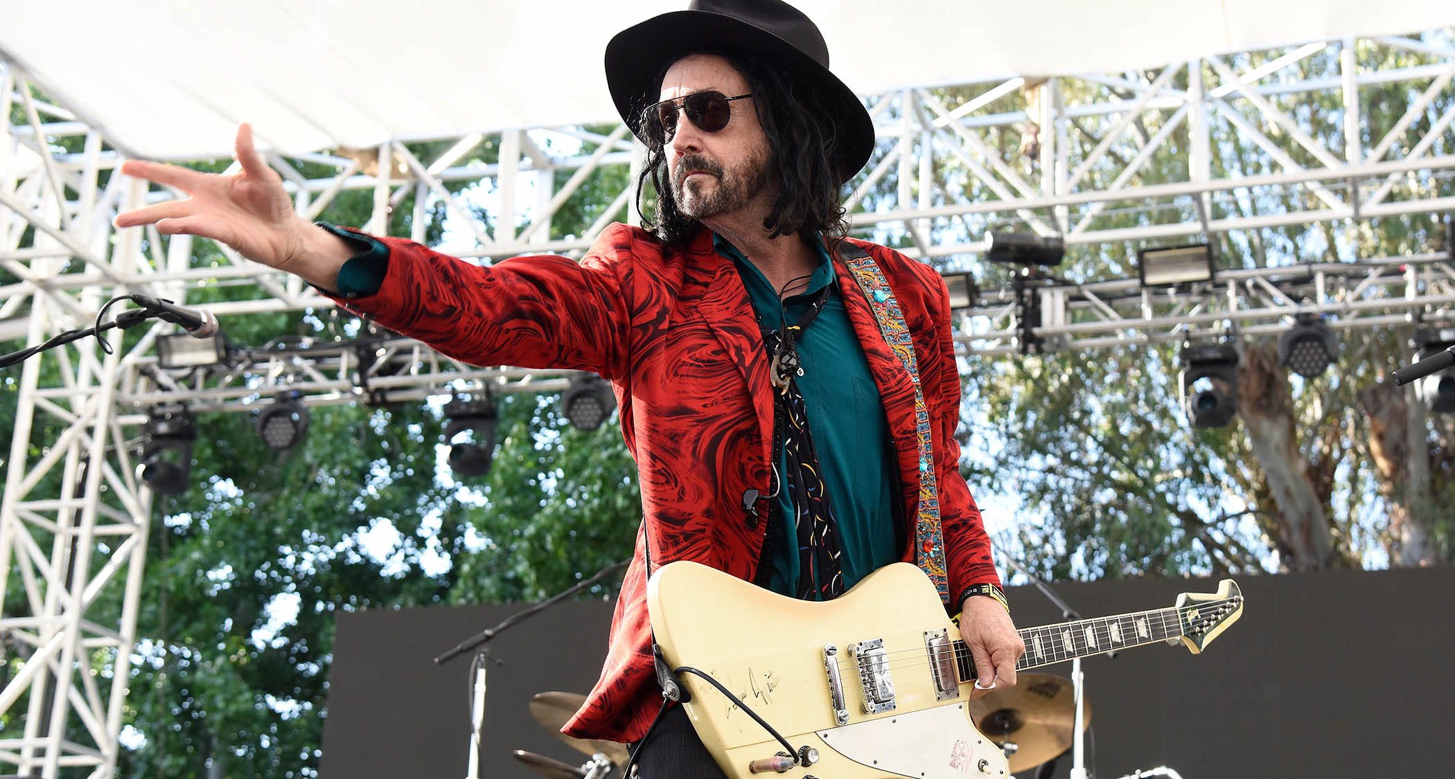 Mike Campbell plays a Gibson Firebird onstage at the 2023 BottleRock Napa Valley festival