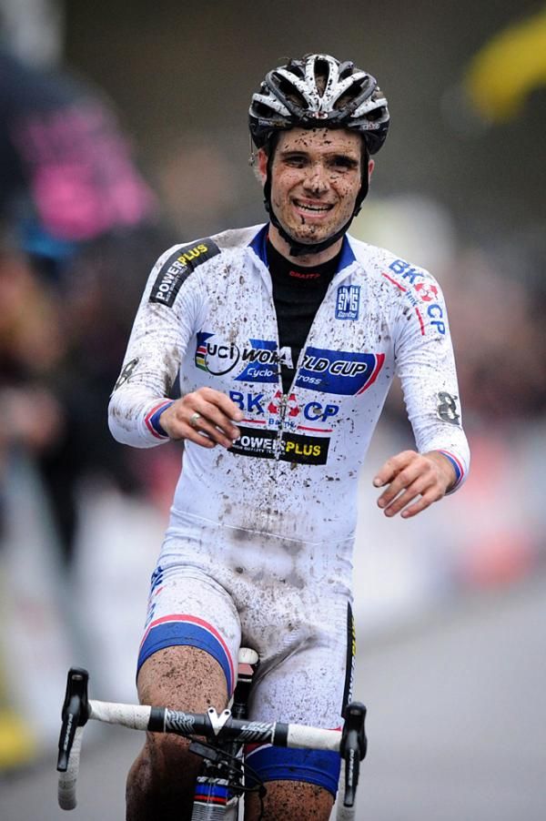 Niels Albert celebrates the win in Hoogerheide