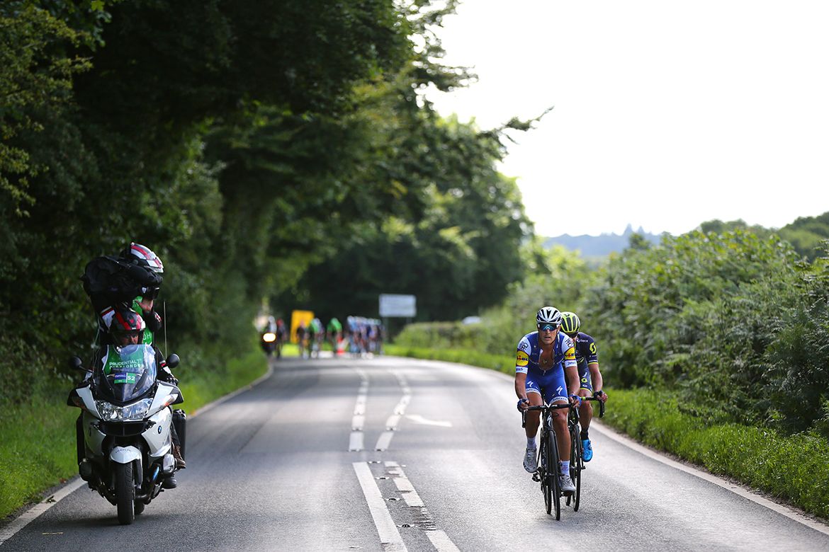 Matteo Trentin, Daryl Impey and Pete Kennaugh up the road at the RideLondon Classic