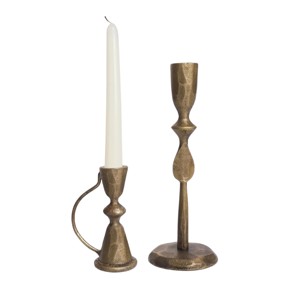 Amazon, Antique Brass Cast Iron Candle Holders