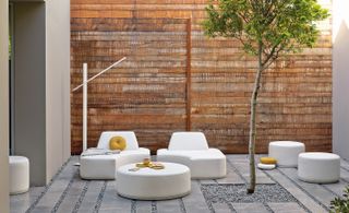 how to make a garden feel modern: outdoor furniture