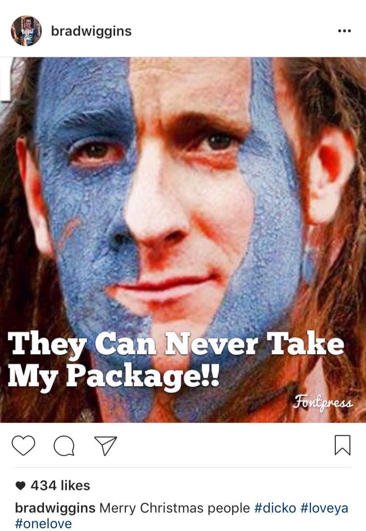 Bradley Wiggins' message on Instagram