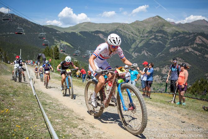 Anne Terpstra leading Sina Frei, Catharine Pendrel
