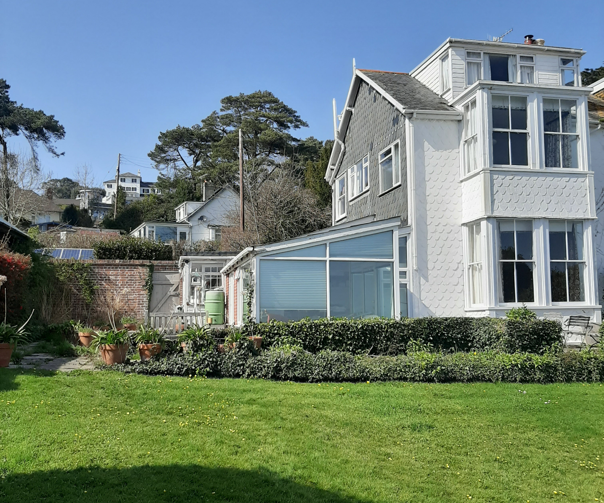 A large house before a side extension is added