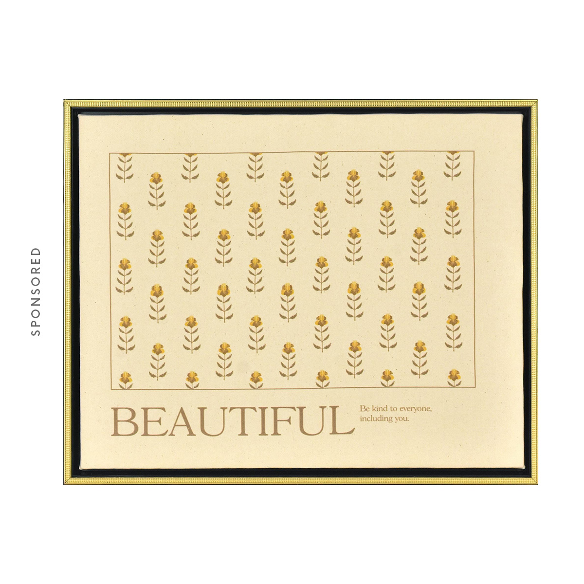 Beautiful by Drew Barrymore Yellow Flower Pattern Linen Print 