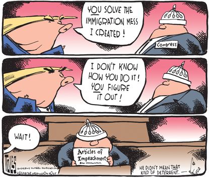 Political cartoon U.S. Trump Congress impeachment immigration