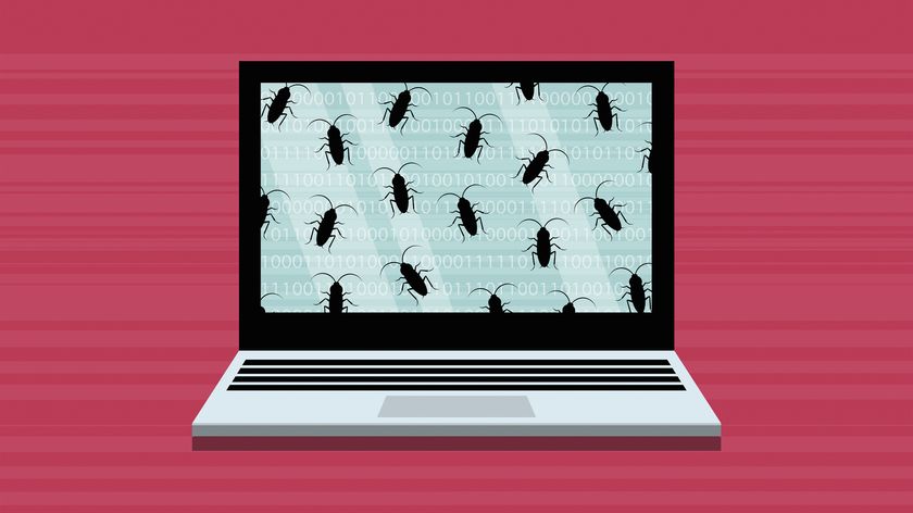 Illustration of a laptop displaying bugs on the monitor