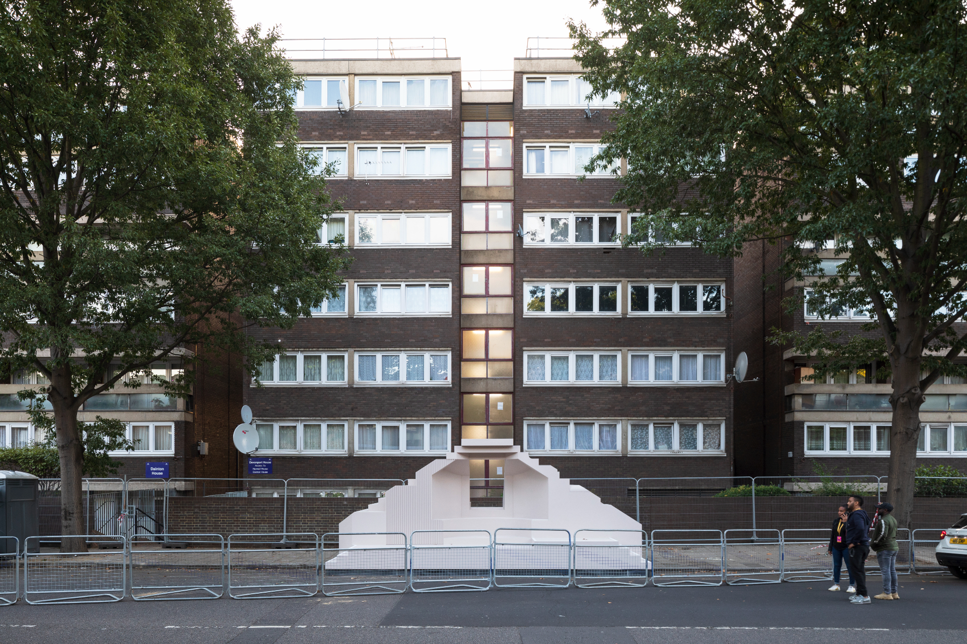 notting hill carnival pavilion against housing backdrop