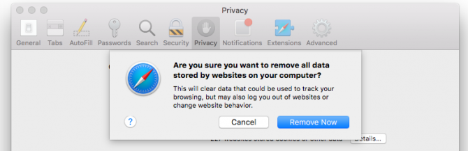 safari delete website data confirm