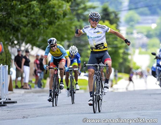 Race leader Tom Skujins (Hincapie Sportswear Development Cycling Team) wins stage 5 and the overall title at the Tour de Beauce