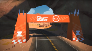 An in-game view of the Zwift WTRL finish line
