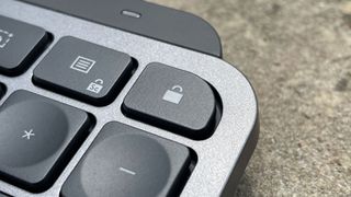 The lock button on the Logitech MX Keys S keyboard.