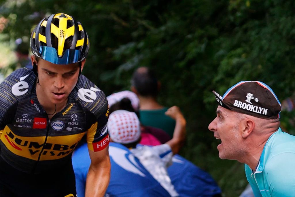 Team Jumbo Vismas Sepp Kuss of US climbs the Beixalis pass during the 15th stage of the 108th edition of the Tour de France cycling race 191 km between Ceret and AndorreLaVieille on July 11 2021 Photo by Thomas SAMSON AFP Photo by THOMAS SAMSONAFP via Getty Images