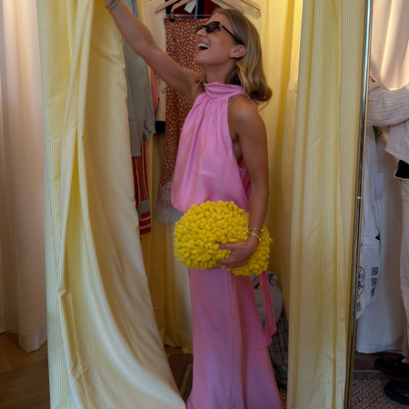 Fashion person Olivia Tps wears dated y2k colour trends 2026. 