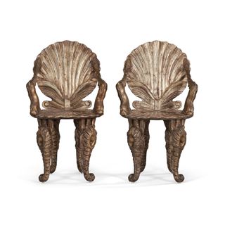 A Pair of Italian Silvered Armchairs