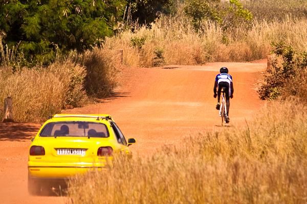 Teienne Tarbagdo wrangles the dirt piste solo.