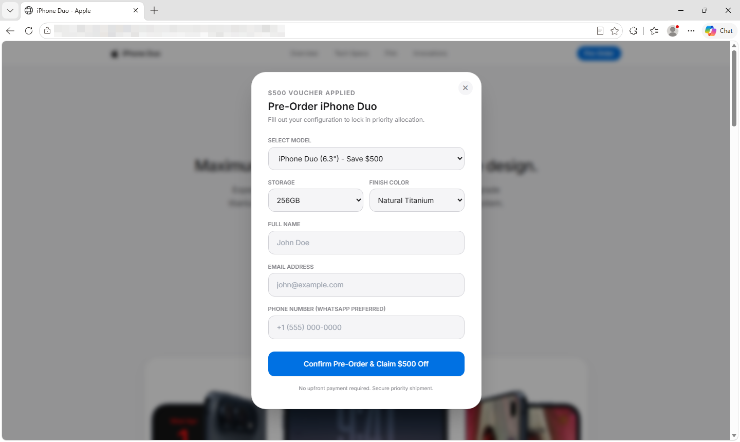 iphone duo pre-order scam from malwarebytes