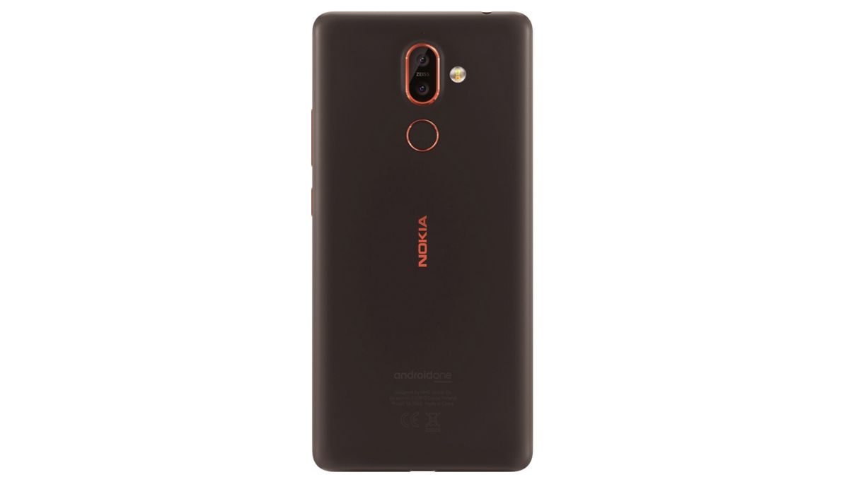 The phone has a dual-lens camera with orange accents. Credit: @evleaks