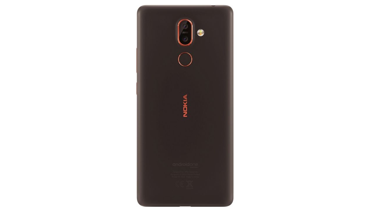 The phone has a dual-lens camera with orange accents. Credit: @evleaks