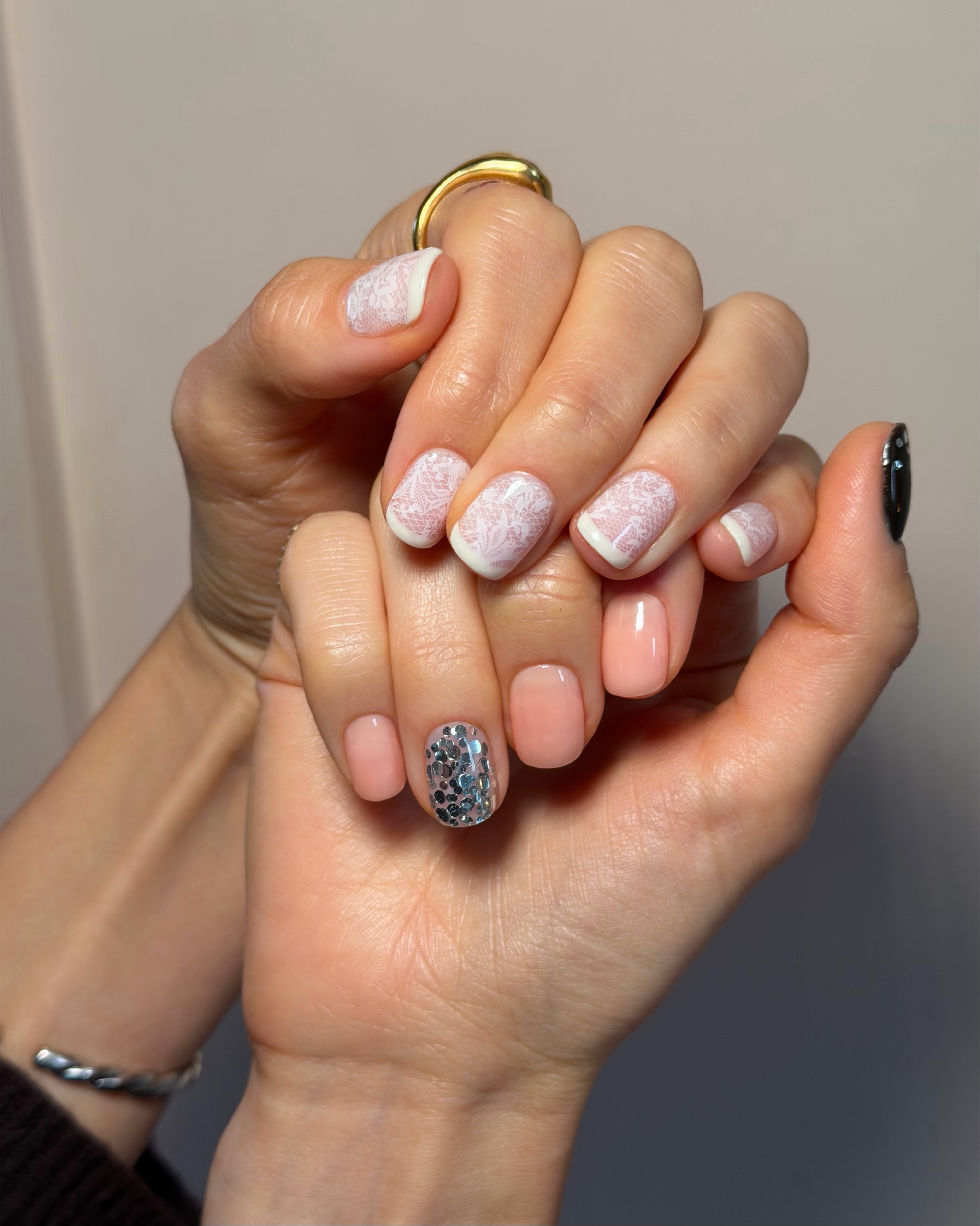 Iris Law's lace nails.