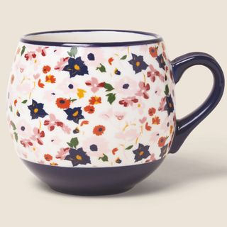 cream mug ditsy floral and white background