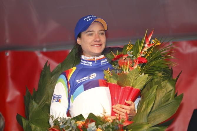 A smiling Marianne Vos (Rabo Women), winner of the first World Cup of 2013