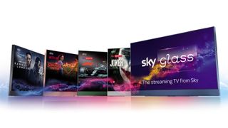 The Sky Glass TV showing a range of different content options