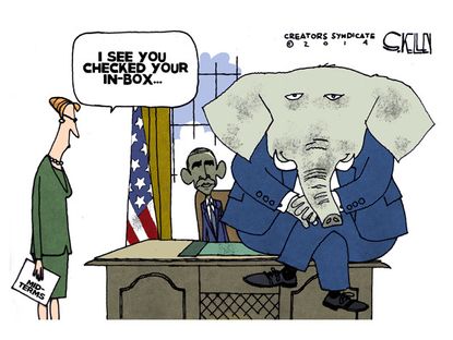 Obama cartoon inbox GOP midterm election