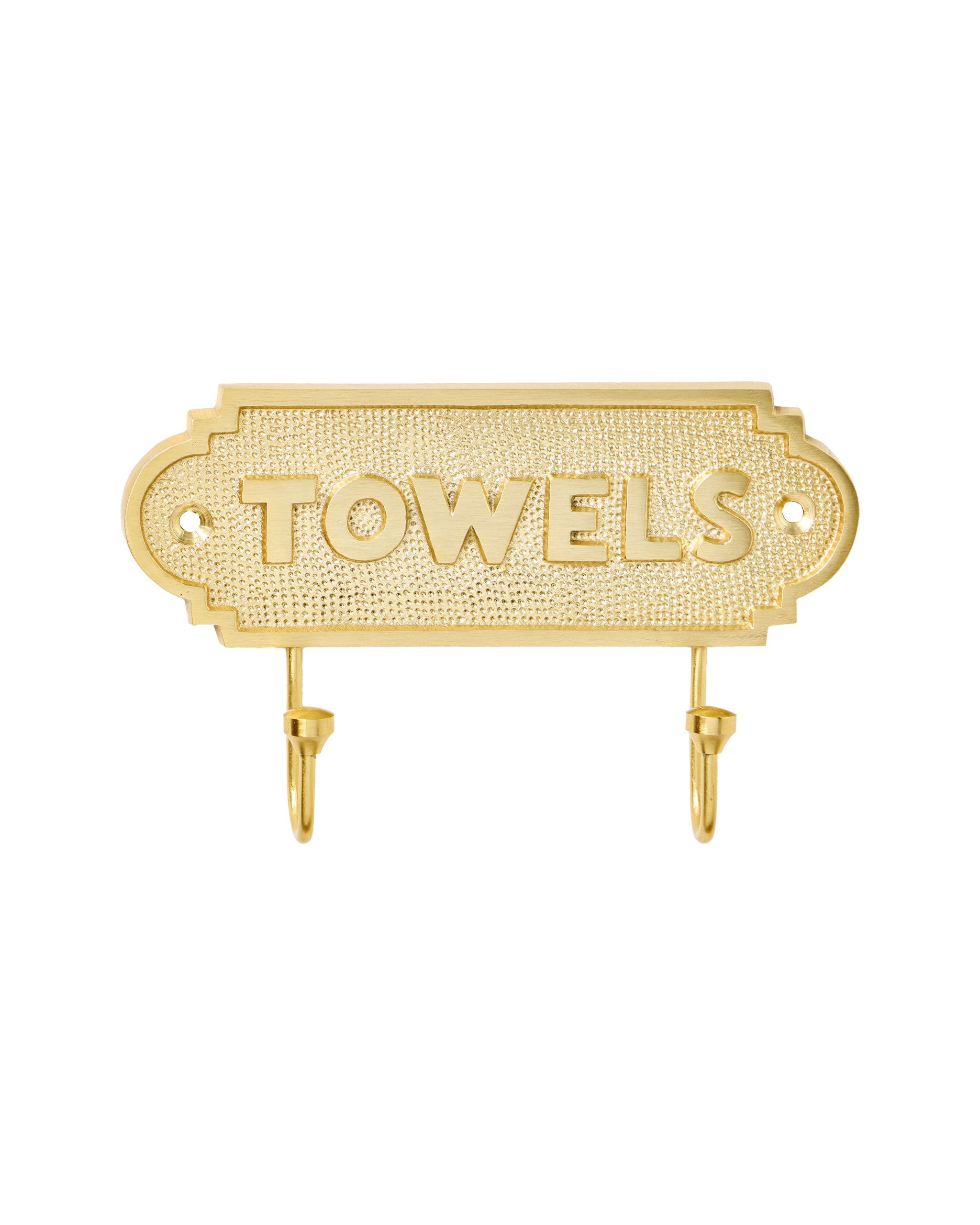 Gold tone metal towel wall hook