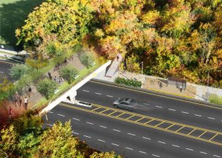 A rendering of the planned 26-mile Joe Louis Greenway, which will pass through the cities of Detroit, Hamtramck, Highland Park, and Dearborn