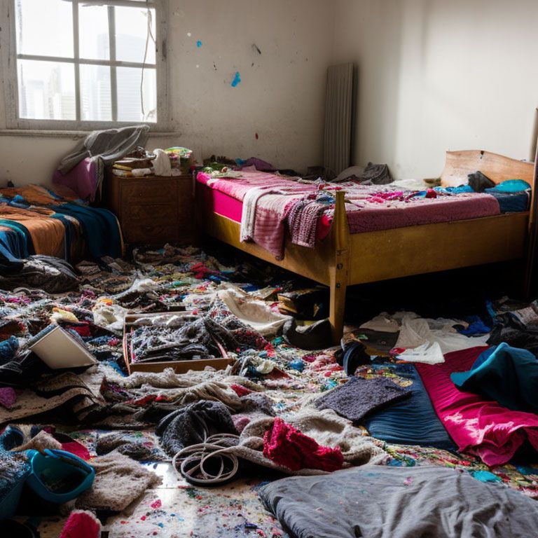 Sample Stable Diffusion images for "messy room"