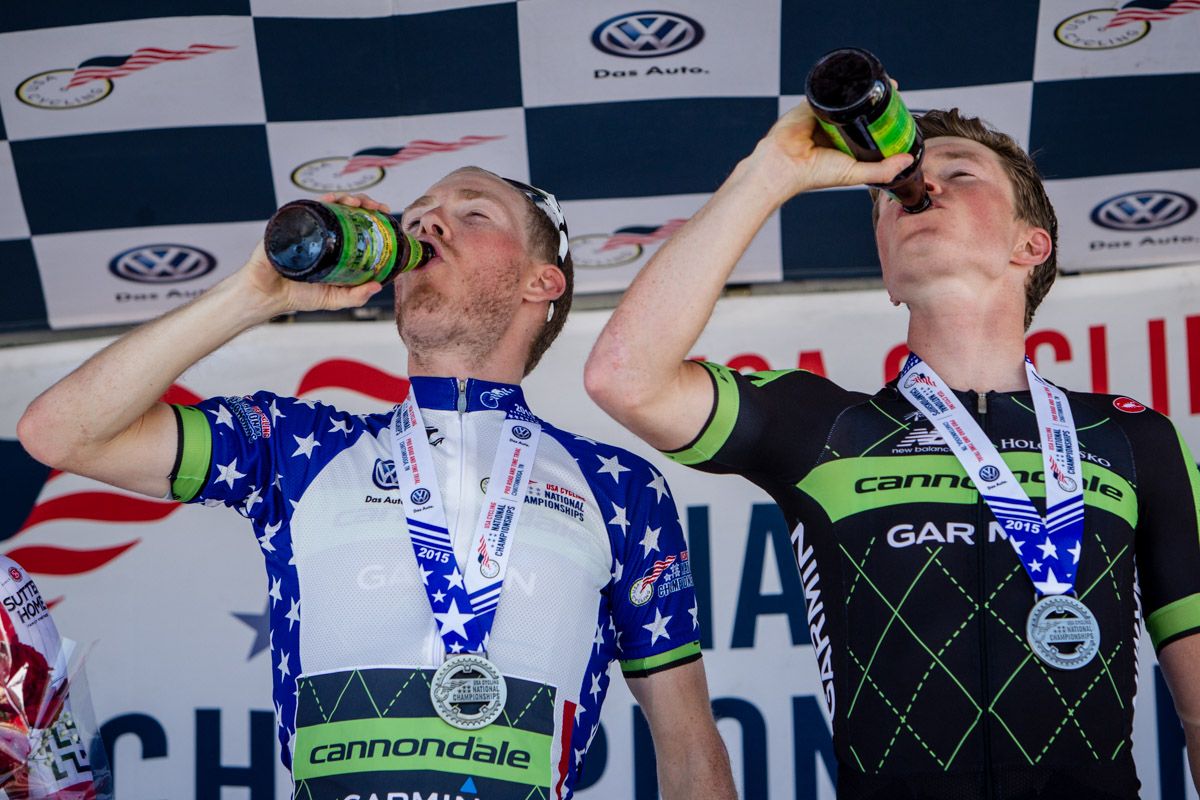 Andrew Talansky and Ben King celebrate going one-two on the podium