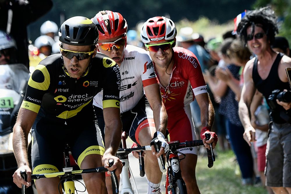 Breakaway on stage 5 with Toms Skuijns (Trek-Segafredo) and Lilian Calmejane (Direct Energie)