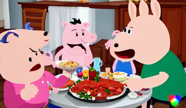 Peppa Pig's Family Eating Bacon Runway Gen-2