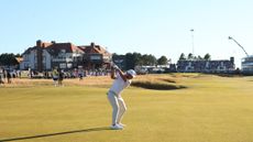 Xander Schauffele hits his approach to the 18th green at the 2022 Scottish Open