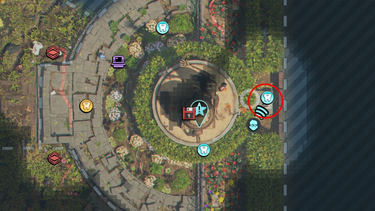 Grounded 2 Milk Molar locations: A map highlighting the location of a Milk Molar in the Statue gardens.