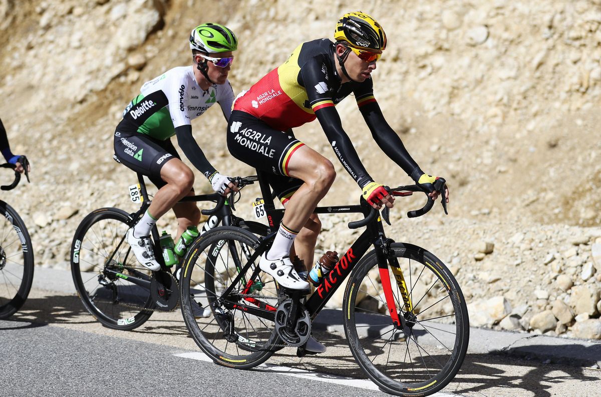 Belgian champion Oliver Naesen (AG2R La Mondiale) rolling along