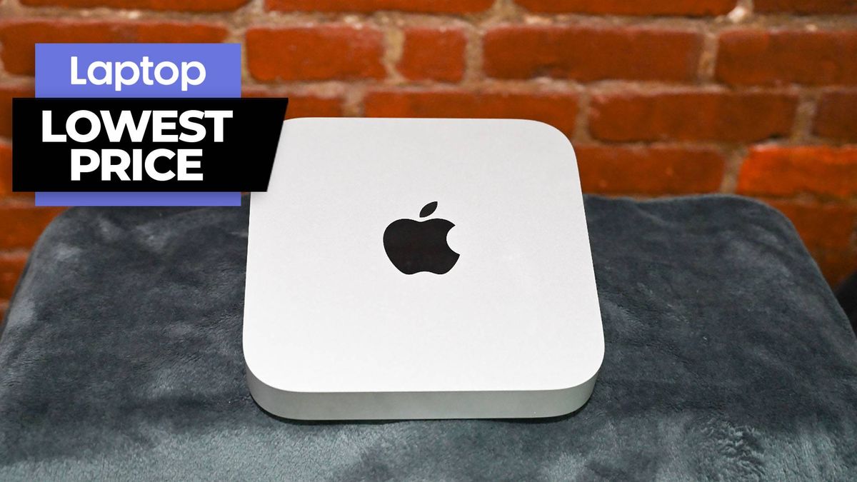 Mac Mini M2 against a brick wall background