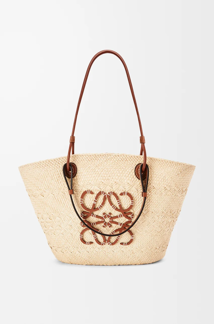 Loewe, Medium Anagram Basket Bag in Iraca Palm and Calfskin