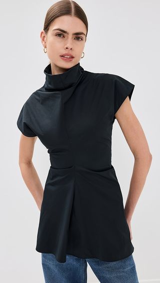 Rosetta Getty Funnel Neck Torqued Top