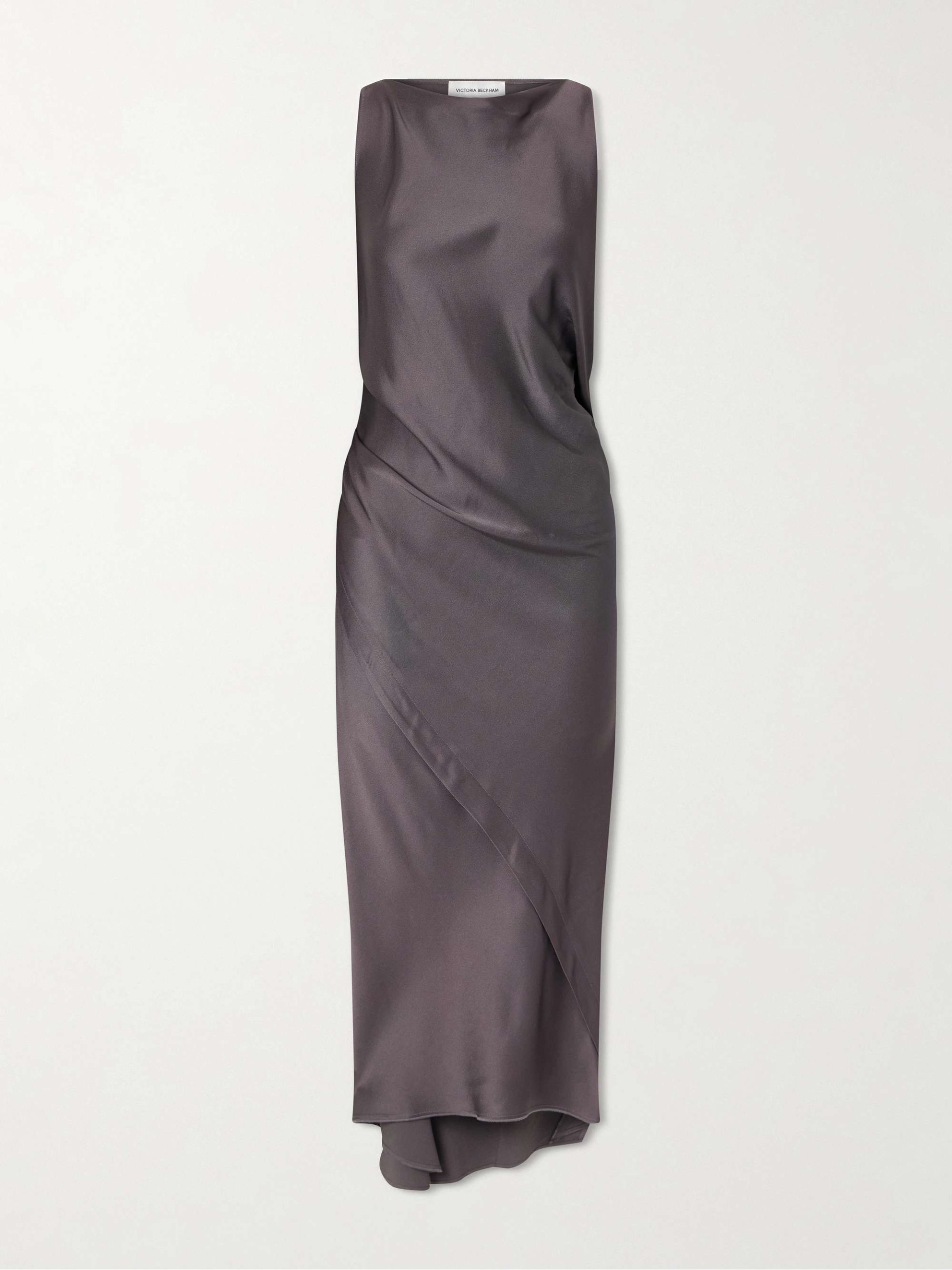 Draped Satin Midi Dress