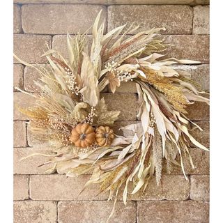 Neutral Fall Corn Husk Wreath for Front Door