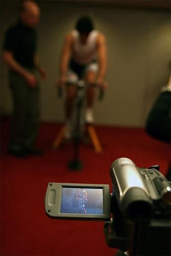 The riders being examined are filmed from front and the side, giving a better picture of any anomalies or position adjustments needed.