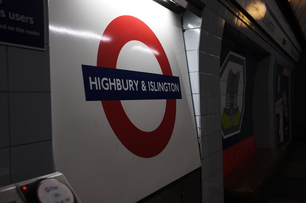 London Underground sign for Highbury and Islington station