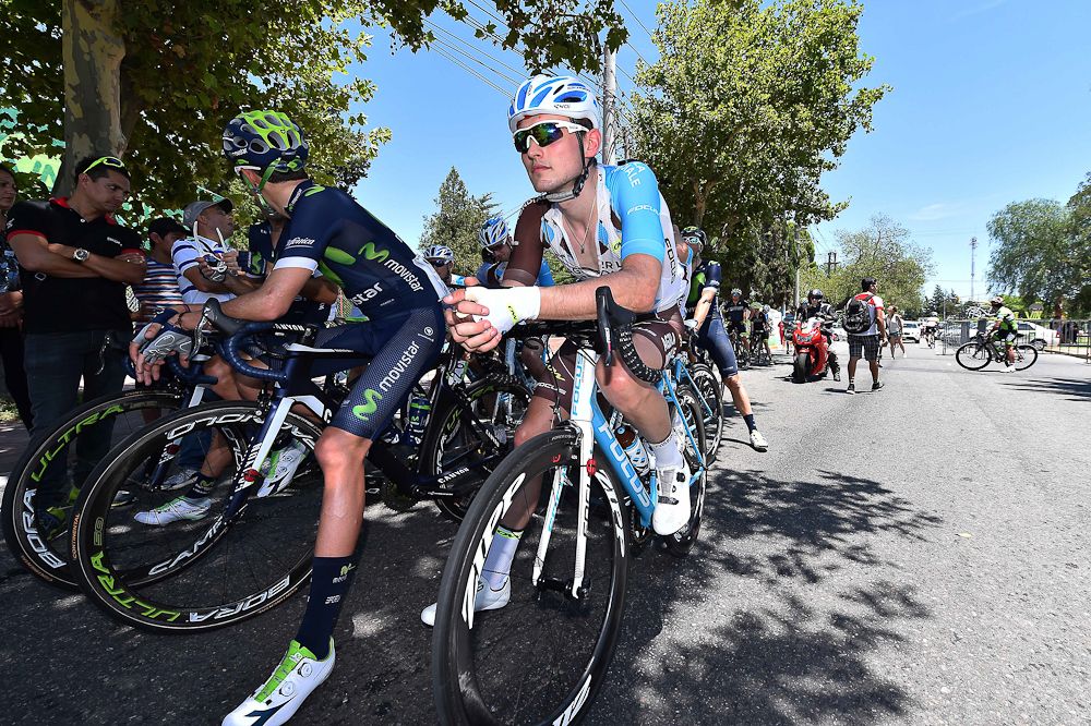 Riders wait for the start of stage 2 at the Tour de San Luis.